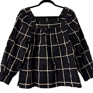❌Sold❌ J. Crew Black and White Penny Windowpane Plaid Grid Blouse